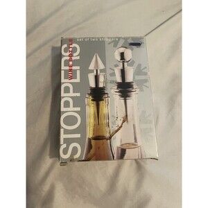 Nickel-Plated Steel Wine Bottle Stoppers Set of 2 Airtight Seal Easy to Clean